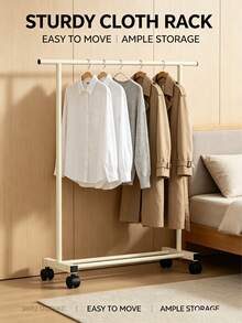 Standard Floor Clothes Rack, Constructed With Thickened 25mm Steel Pipes For Stable Load-Bearing Capacity, Equipped With Universal Casters For Easy Movement And An Extended Crossbar, Suitable For Bedrooms, Laundries And Living Rooms - A - View 1