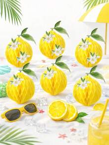 1/2/3/4 Stücke Zitronen-Wabenball-Dekorationen, Hängedekoration, Zitronen-Papiergirlande, geeignet für tropische hawaiianische Dschungelparty, Geschenk, Tischdekoration, Outdoor-Picknick, Camping, Obst-Themenparty, Babyparty, Gender-Reveal-Party - Mehrfarbig - Übersicht 5
