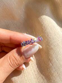 1件女款花園彩色花卉戒指，夏季多巴胺小眾甜美苜蓿高端戒指，日常百搭時尚，女性精緻珠寶 - 滿鑽 - 查看 5