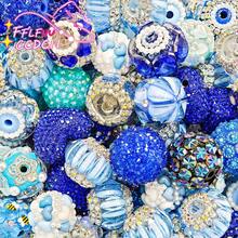 10 Random Resin Crystal Waterdrop Separator Beads, Loose For Pendants, Necklaces, Bracelets, Earrings, Jewelry Making & Pen DIY, With Elegant Bag - Blue - View 1
