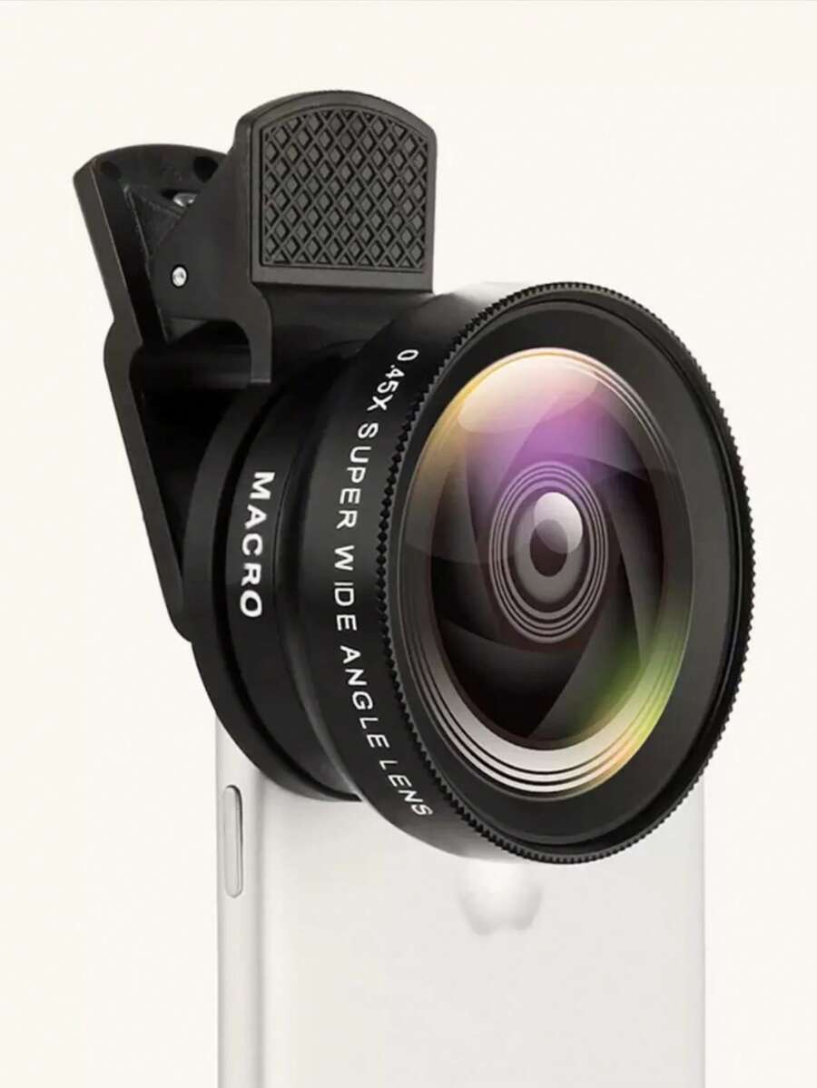 2-In-1 Phone Macro Lens, 12.5x Macro Lens + 0.45x Wide Angle Lens, Compact Phone Lens, Enhanced Photography Effect, Universal Phone Clip, Easy To Carry, Suitable For Daily Photography And Travel. - A - View 1