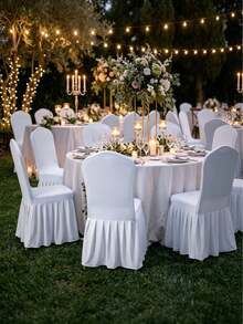 1/6pcs Solid Color Milk Silk Long Dress Style Chair Covers, Washable, Highly Elastic, Easy To Stretch, Suitable For Various Occasions Furniture Protection, Such As Parties, Weddings, Banquets, Events, Catering And Celebrations - Multicolor - View 2