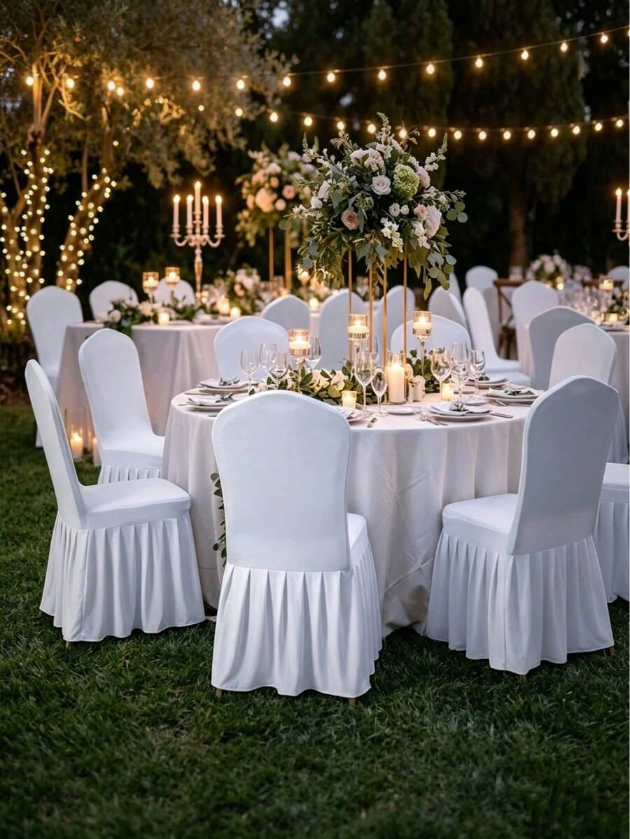 1/6pcs Solid Color Milk Silk Long Dress Style Chair Covers, Washable, Highly Elastic, Easy To Stretch, Suitable For Various Occasions Furniture Protection, Such As Parties, Weddings, Banquets, Events, Catering And Celebrations