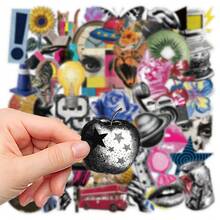 50Pcs Transparent Vintage Pop Style Y2K Stickers Scrapbook Aesthetic Stickers Retro Y2K Gifts Merch Stickers Helmet Stickers Dirt Bike Stickers Vinyl Waterproof Stickers For Water Bottle,Computer,Laptop,Phone,Luggage,Notebook,Fridge - Multicolor - View 8