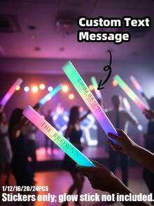 1/12/16/20/24pcs DIY Customized Transparent Stickers, Wedding Party Decoration Stickers, Personalized Foam Glow Stick Transparent Labels, Adjustable Glow Stick Labels (Stickers Only), Glow Sticks, Party Gift Label Stickers, Personalized Gifts, Holographic - Multicolor - View 3