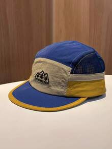 1pc Men's Embroidered Mountain Quick-Dry Mesh Cap, Adjustable Sun Protection Casual Hat, Suitable For Spring/Autumn Travel, Beach Vacation - Multicolor - View 3