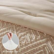 Zzlpp - 7 Piece Complete Duvet Set, Cream Tufted Bed In A Bag With Duvet And Sheets, All Season Boho Bedding Set With 1 Duvet, 2 Decorative Pillowcases, 2 - 01-米色 - 查看 6