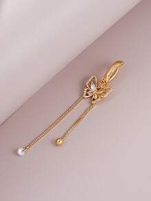 1pc Sexy Fashion Cubic Zirconia Butterfly Belly Button Ring, Suitable For Women's Daily Wear, Dating, Beach Vacation, Party - Yellow Gold - View 3