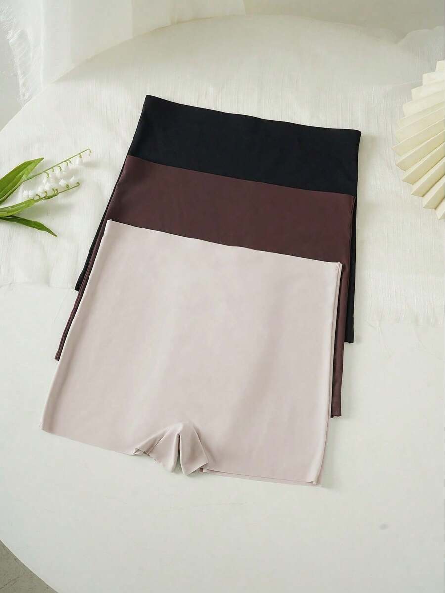 Women's 3-Piece Set Of Solid Color Anti-Exposure Shorts - White - View 1