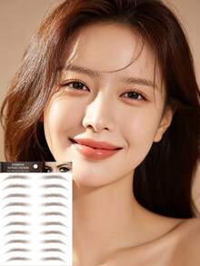 4pcs Brown Eyebrow Temporary Tattoo Stickers, Waterproof Long-Lasting Realistic, Suitable For Different Women's Makeup Looks, Natural-Looking Fake Eyebrow Tattoo Stickers - Brown - View 6