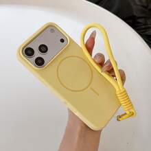 1pc Minimalist Silicone Matte Liquid Magnetic Phone Case With Short Lanyard, Compatible With IPhone 17 Pro Max/17 Pro/17/16 Pro Max/16 Pro/16/16 Plus/15/15 Pro Max/15 Pro/15 Plus/14 Pro Max/14 Pro/14 Plus/14/13 Pro/13 Pro Max/13/12 Pro/12 Pro Max/12/11, Wireless Charging Soft Silicone Back Cover, Professional Office Gift - Baby Pink - View 8