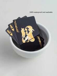 2 Packs Waterproof Plastic Playing Cards, Suitable For Christmas And Holiday Parties, Family Game Nights, Party Favors And Gifts - Includes Foil Cards For Magic Tricks And Novelty Cards, Ideal For Adult, Men And Teen Entertainment (Black) - View 7