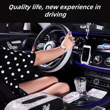 1pc Car Accessories Black/Silver Car Steering Wheel Cover, Rhinestone Car Steering Wheel Cover Without Inner Ring, Car Diamond Elastic Steering Wheel Cover, Full Rhinestone Car Steering Wheel Cover - One Size Fits All - View 4