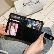 女款短款 INS 風格大容量雙折拉鍊零錢包 - 彩色 - 查看 4
