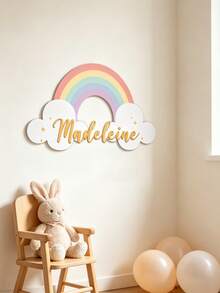 1pc Personalized Wooden Double Layer Custom Name Decor, Bowknot Decoration, Laser Cut Cursive Font Door Wall Plaque, Multiple Colors Available, Bedroom, Living Room, Wedding Housewarming Gift - Style 1 - View 6