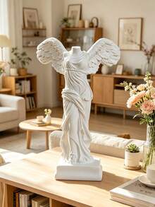 This White Resin Angel Statue, With Its Broken Arms And Wings, Is An Ideal Choice For Placing In Bedrooms, Living Rooms, And Other Spaces. It Serves As A Relaxing Corner, A Thoughtful Gift, An Artistic Decoration, And A Home Decor. - A - View 3