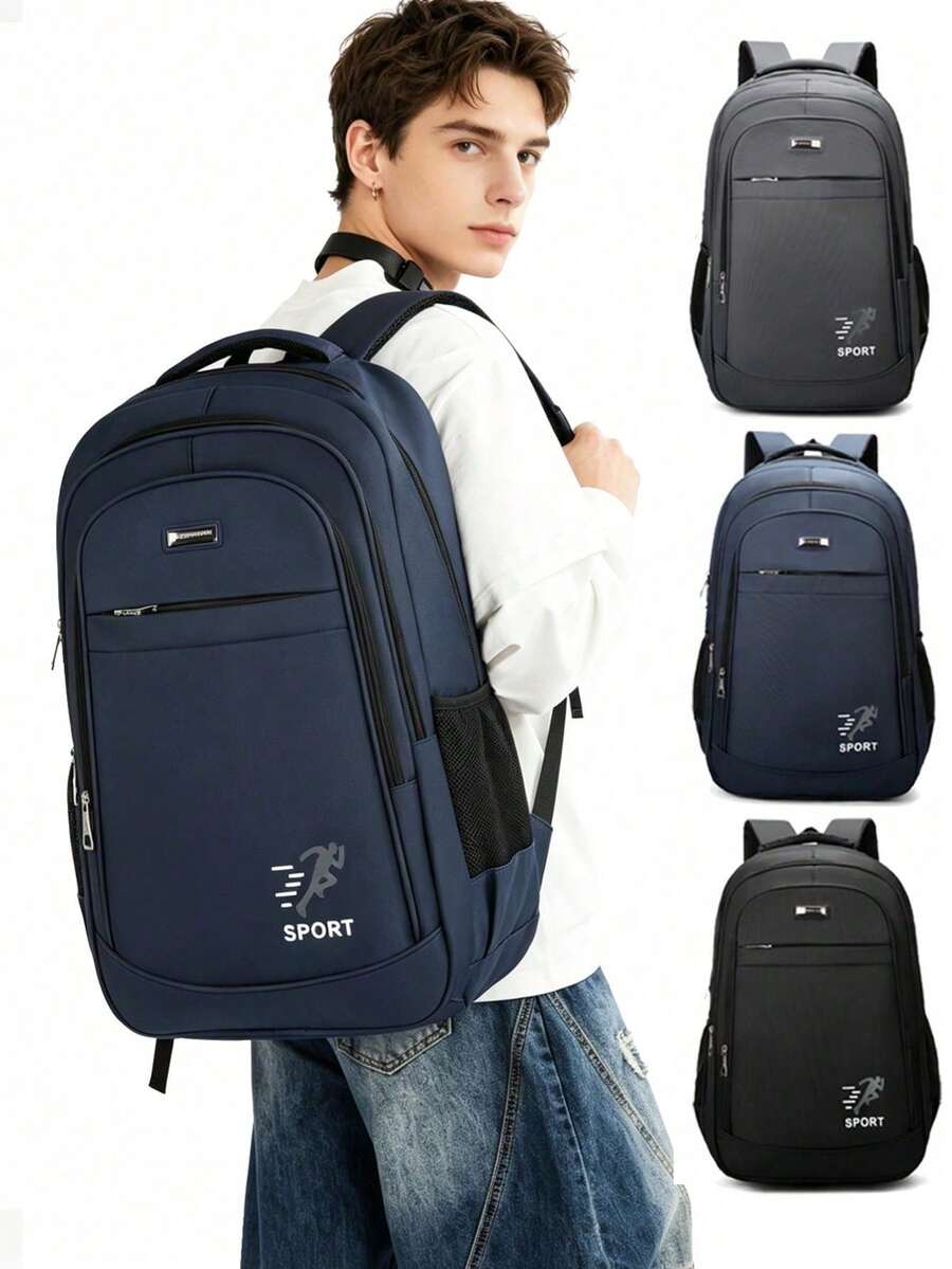 1pc Oxford Cloth Sports Backpack, Large Capacity Fits Laptop And Daily Essentials, Suitable For School, Work And Outdoor Travel, Unisex Essential
