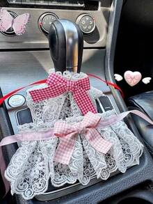 Lovely Car Gear Shift Knob Cover For Manual & Automatic Transmission, Decorative Protective Handle Cover Set - Bow Tie - View 6