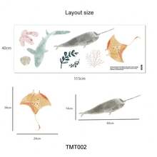 Ocean-Themed Wall Decals For Children's Room, Removable And Adhesive, Baby Room Decor, Soft Watercolor Wall Art For The Nursery - TMT002 - 查看 8
