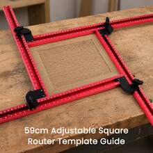 Milling Groove Bracket 58.9*3*1.3cm, Aluminum Alloy Woodworking Router Guide Rail Template, Adjustable Square & Rectangular Slotting Jig For Cabinet Doors, Furniture & Carpentry Projects - A - 查看 2