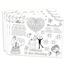 10pcs Wedding Welcome Mats And Coloring Cards, Interactive Wedding Theme Word Puzzles, Number Games, Heart And Cake Patterns, Paper Material, Suitable For Wedding Party Favors And Guest Entertainment, Wedding Supplies - Wedding Game Cards - View 3