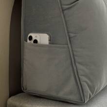 Large Wedge Headboard Reading Pillow, Backrest Support Pillow For Sitting Up In Bed, Equipped With Removable Washable Pillowcase - Grey - View 10