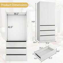 Wardrobe Closet Wooden Bedroom - Black - View 2