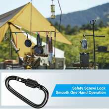 1/3/6pcs Screw Lock D-Ring Carabiner, Heavy Duty Aluminum Alloy Multi-Purpose Hook, Suitable For Camping, Hiking, Backpack, Fishing, Water Bottle, Keychain, Outdoor Gear Accessories - Black - View 3