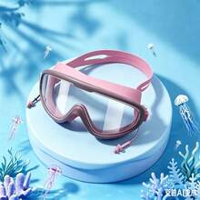 Adult Large Frame Waterproof Anti-Fog High Definition Swimming Goggles With Integrated Earplugs Silicone Swim Goggles - 彩色 - 查看 13