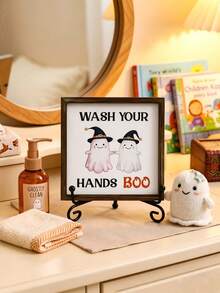 1pc Ghost BOO Halloween Desktop Decor Ornament, Suitable For Halloween Party Decoration, Bathroom Decor, Ghost Hand Washing Pattern Halloween Decor Ornament, Home Decor, Halloween Party Supplies, Trick Or Treat Halloween Decor Ornament, Coffee Shop Decor, Halloween Bedroom Decor, Autumn Decor, Halloween Home Decor, Winter Decor, Halloween Gift, Party Gift, Christmas Decor - Multicolor - View 2