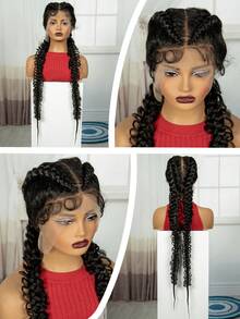 A ANYTIME Peluca de Dreadlocks Largos Africanos de Moda Trenzados a Mano de Encaje Completo de Alta Gama - Negro - Ver 15