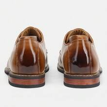 Men's Dress Shoes, Commuter Business Shoes, Retro Comfortable Rubber Sole, Classic Derby Shoes - Brown - View 6