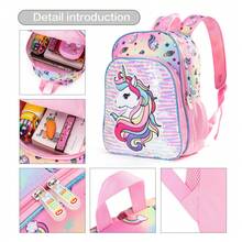 3-Piece Set Combination Pack, Unisex Backpack, Iridescent Reversible Sequins, Gradient Nebula Background, Shiny Theme With Small Square Bag And Small Box, Suitable For Travel, Camping, Outing, Casual Fashion Backpack With Padded Back And Adjustable Shoulder Straps, Printed, Best Gift For Others, Daily Commute, Portable - Pink - View 2