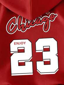 Tween Boy Letter Print Warm Sweatshirt - Red - View 3