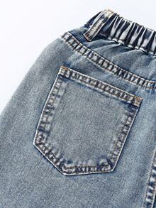Celana Jeans Bordir Pita Gaya Kasual untuk Remaja Perempuan - Biru - View 6