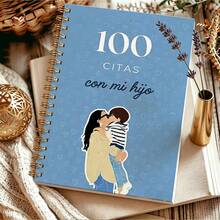 1pc A5 Size 100 Date Spiral Notebook, Spanish Version, Minimalist Mother Son Diary | Designed To Record Warm Moments And Strengthen Family Relationships, Ideal Mother's Day Gift School Supplies - A5 - View 4