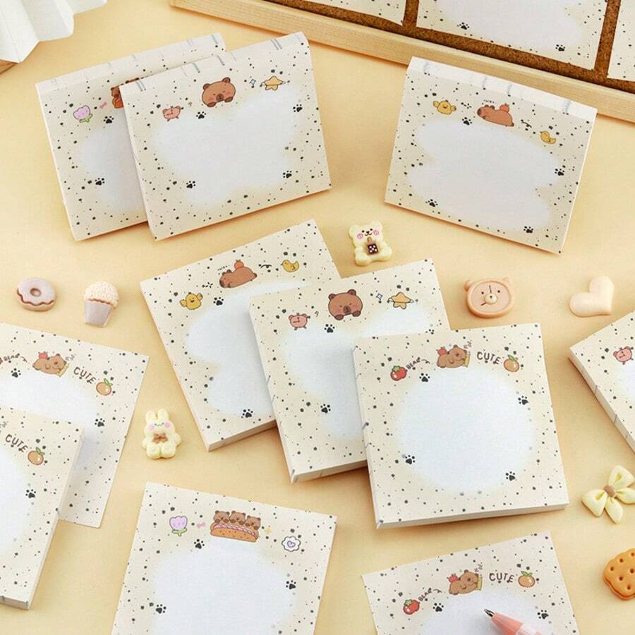 2026-1pc Cute Bear Sticky Notes Set, Children's Memo Notepad, Planner Accessories, Classroom Supplies, Back To School Gift, Creative Birthday Gift