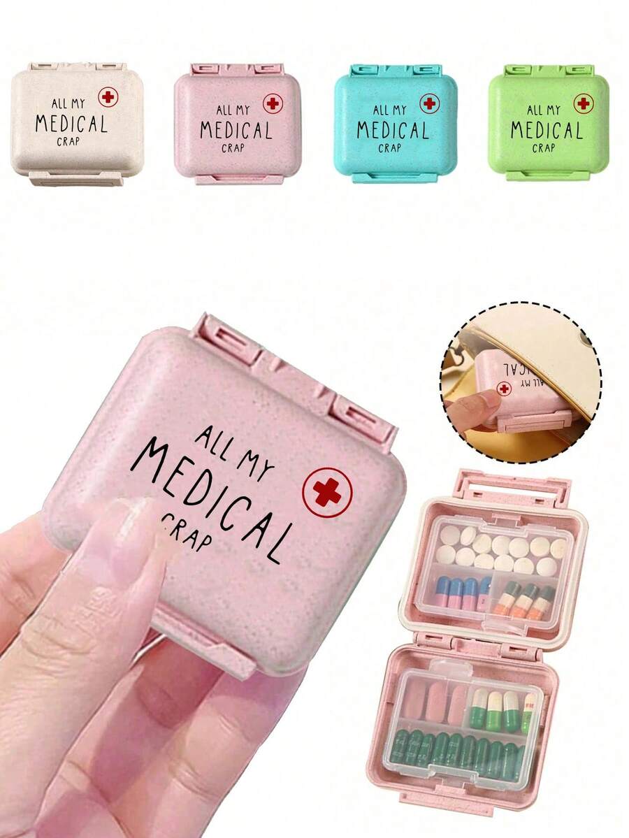 Mini 6-Compartment Portable Pill Box, Medicine Storage Box, Travel Pill Box, Printed With "My Pill Box" And Pill Pattern, 6-Compartment Small Pill Box, Sealed Pill Packaging Storage Box, 6-Day Weekly Pill Storage Box, Travel Essential Pill Box, Daily Vitamin Pill Box, Pocket Pill Box Storage Box, Exquisite Storage Box, Home Essential, Travel Essential