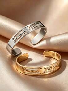 1pc Metal Style Bracelet, Customizable Personalized Name, Stainless Steel Material, Multiple Styles Available, Comes With Gift Box, Suitable For Daily Wear, Valentine's Day, Mother's Day, Anniversary And Other Occasions - Metal Bracelet - View 7