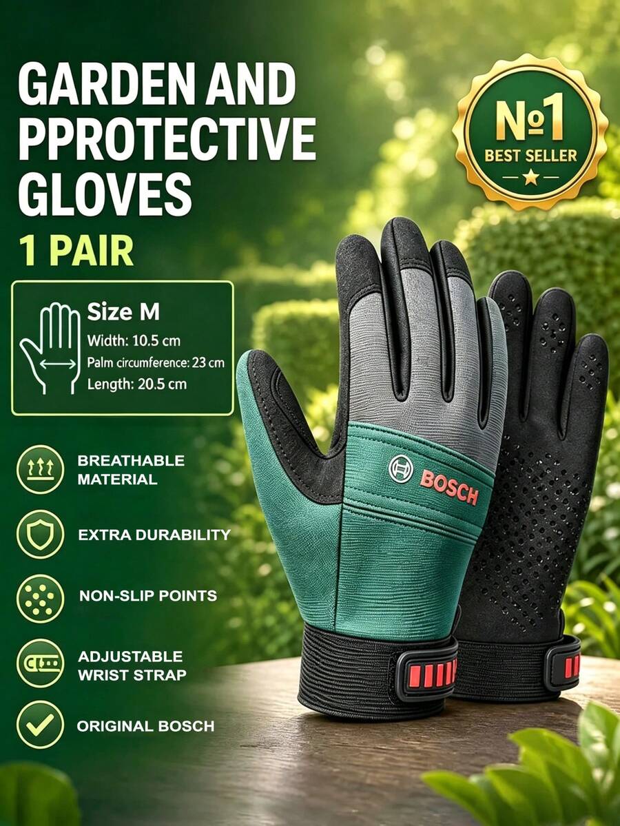 bosch Unisex Work Gloves - Flexible Breathable Multi-Function Mechanical Gloves With Reinforced Padding, Adjustable Wrist Strap, And Reliable, Suitable For Technicians, Maintenance, Yard Work, Gardening And Outdoor Use - Multicolor - View 1