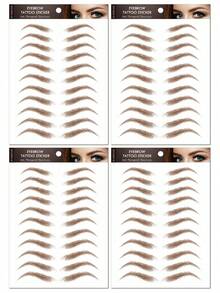 4pcs Brown Eyebrow Temporary Tattoo Stickers, Waterproof Long-Lasting Realistic, Suitable For Different Women's Makeup Looks, Natural-Looking Fake Eyebrow Tattoo Stickers - Brown - View 16