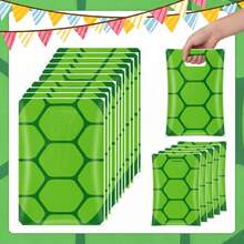 10/25/40pcs Green Turtle Theme Gift Bags, Plastic Party Tote Bags With Handles, Suitable For Gift Decoration, Party Supplies And Gift Packaging - View 1