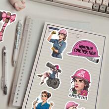 SCXXBSW 50pcs Pink Helmet Stickers, Cool Anime Decorative Stickers, Classic Gift Decorations, Great Value Pack, Cute Cartoon Stickers, Waterproof And Durable. Perfect For Phone Cases And Laptops, A Top Gift For The Holidays. - Multicolor - View 9