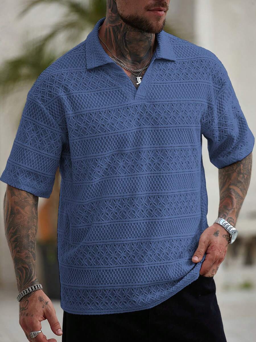 Men's Casual Urban Retro Style POLO Shirt, Suitable For Spring, Summer And Autumn - Royal Blue - View 1
