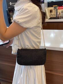 Rhinestone Shoulder Small Bag, Chain Strap Shoulder Bag, Shiny Evening Party Clutch - Multicolor - View 2