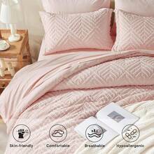 Zzlpp - 7 Piece Complete Duvet Set, Cream Tufted Bed In A Bag With Duvet And Sheets, All Season Boho Bedding Set With 1 Duvet, 2 Decorative Pillowcases, 2 - 02-羅莎 - 查看 4