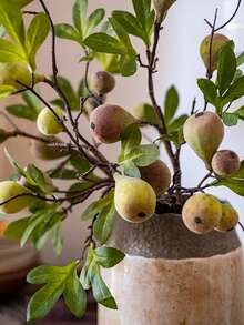 Artificial Fig Branch Stem With Faux Fig Fruit, Autumn Greenery Foliage, Artificial Fiddle Leaf Fig Branch With Fig Fruit, Fake Greenery, Suitable For Restaurant, Bathroom, Living Room Center Decor, Autumn Home Decoration - Multicolor - View 4