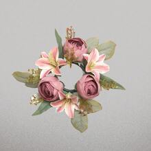 1pc/2pcs Wedding Candle Holder Garland Artificial Rose Candle Ring Wedding Table Decor Silk Candle Home Centerpiece Party Decoration Gift Birthday Graduation - View 20