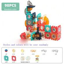 Large Size Interlocking Pull-Out Block Building Toys, Children's Assembly Plastic House Educational Toy; Slide Ball Block Children's Assembly Maze Slide Marble Educational Gift Box Toy - Multicolor - View 12