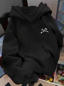 ra con Capucha Casual para Mujer - Cómoda y Gruesa con Estampados de Letras, Perfecta para Otoño e Invierno, Cálida y Acogedora para Uso Casual |   Sudadera con capucha |   Lavable a máquina - Negro - Ver 1